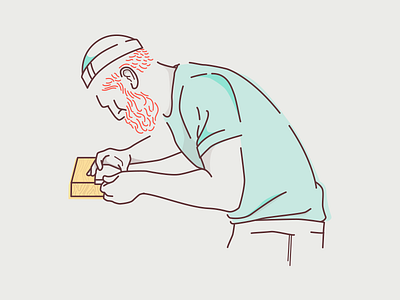 Woodworking beard character illustration woodworking