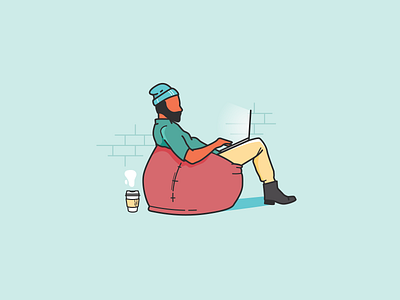 Werkin' beanbag beard coffee illustration laptop