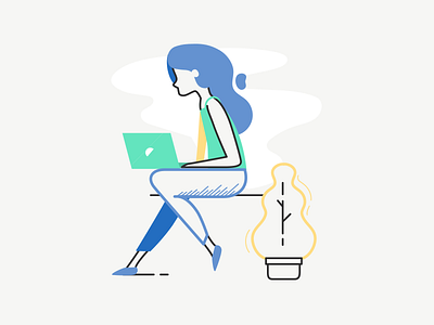 Werkin' computer girl illustration