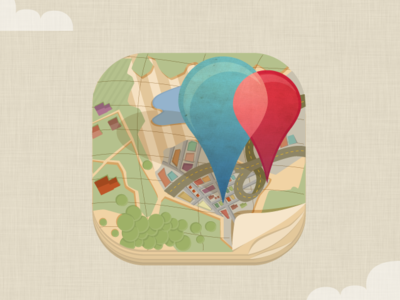 iPhone icon city icon illustration illustrator iphone map mobile placeling texture vector
