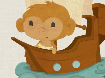 Cpt. Bananas boat captain illustration monkey