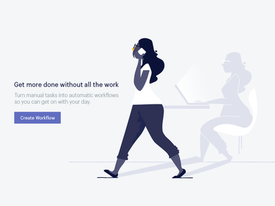 Flow App automate empty state illustration robots woman