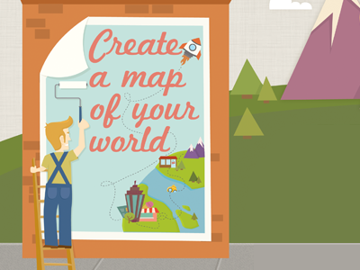 Your World illustration iphone mobile placeling web app