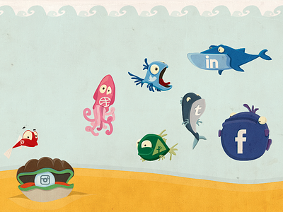 Freebie: Social Fish dribbble facebook fish forrst freebie instagram linkedin pinterest psd tumblr vector