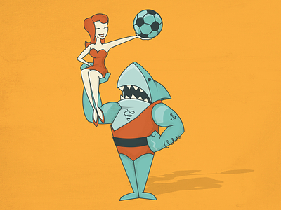 Muscle sharks girl pinup shark soccer strongman woman