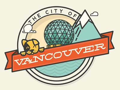 City of Vancouver badge banner city cloud dog mountain puppy science science centre pup vancouver waves