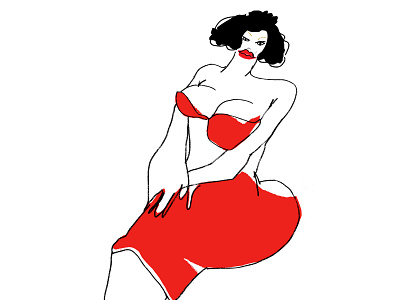 In red boobs digital art drawing illustration woman
