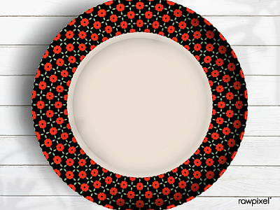 Indian pattern plate on white wooden background