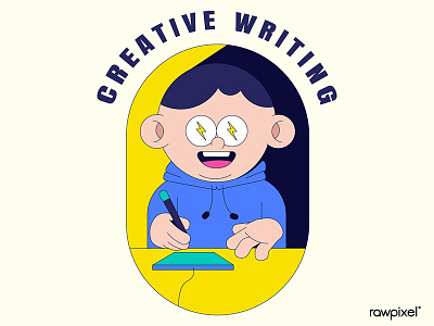 Creative writing badge design vector