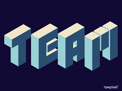 Blue isometric alphabet team word vector design icon illustration