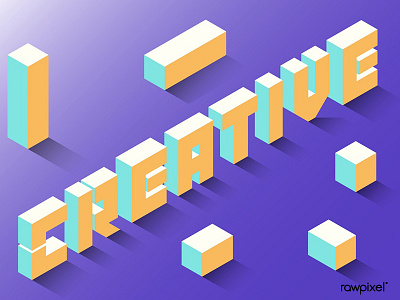 Yellow isometric alphabet creative word vector