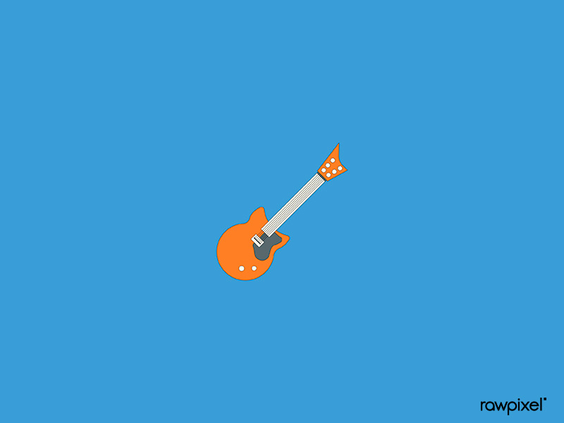 Orange electric guitar element on blue background vector minimal logo illustration icon vector design