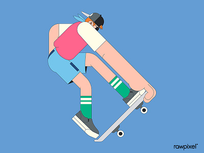 Young skater character design icon illustration vector