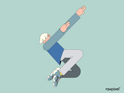 Young male character dabbing on mint green background vector design icon illustration vector