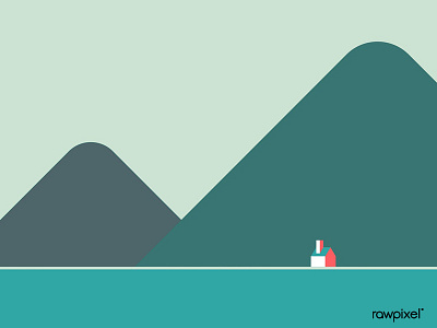 Minimal house in solitude by the hills vector design vector