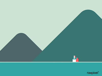 Minimal house in solitude by the hills vector