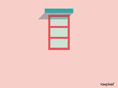 Minimal window on a pastell pink wall design illustration vector