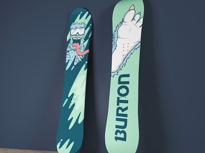 Yeti Snowboard burton design foot illustraion snow snowboard vector winter yeti