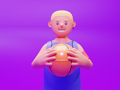 Basketball 3D Character character illustration 3d 3d animation 3d character design blender blender3d characterdesign design illustration sport ui