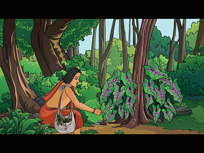 charaka adobeillustrator finding green illustration jungle medicine research vector