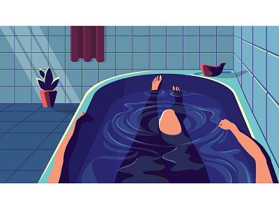 bathtub adobeillustrator bathing bathtub illustration lady vector