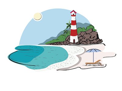 Beach beach blue design lighthouse sea vector