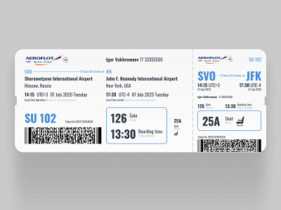 Aeroflot boarding pass aeroflot boarding pass branding design graphic design typography