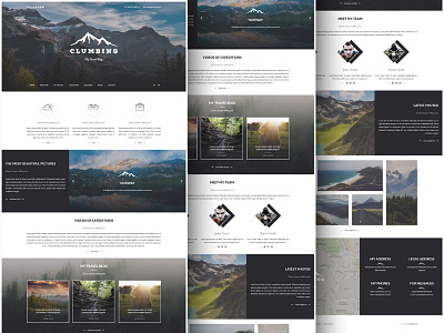 Clumbing - PSD Travel Blog Template blog geography hike journal mountains photography psd template theme travel trekking