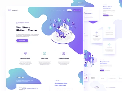 SasquatchWP landing page 3d design figma framework isometric landing landingpage onepage sasquatch shapes vector wordpress