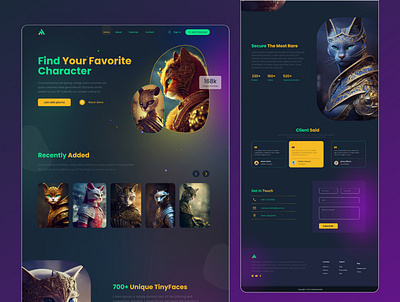 NFT Landing Page - Find The Best 3d Cat Character best design 2023 best nft website design branding dark theme designer habib hero section mdahasanhabib nft nft website ui ui design ui ux and web designer habib ui ux designer ui ux designer habib