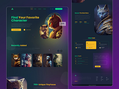 NFT Landing Page - Find The Best 3d Cat Character