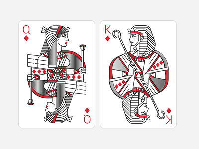 Playing Cards. Queen and King of Diamonds ancient character civilisation deck diamonds egypt flat king line playing cards queen spartez