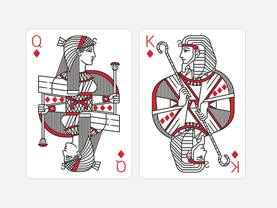 Playing Cards. Queen and King of Diamonds