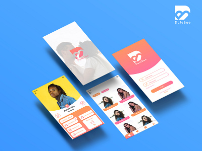 DateBae Mobile Application Screens application ui appui appuidesign branding datebae design figma figmadesign logo design minimal photoshop ui uidesign ux