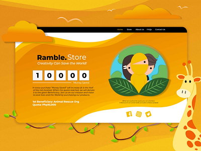 Website Home Page: Ramble. Store adobexd creativitycansavetheworld homepage illustrator photoshop savetheworld website