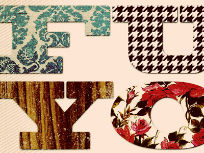 FUYO color floral pattern texture typography vintage