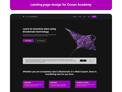 UI/UX Redesign of Ocean Academy 3d black branding clean crypto cryptocurrency dark design form homepage illustration landingpage logo minimal purple ui uiux website