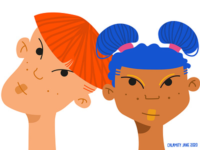 Generation Future bluehair boy buns character characterdesign chill future generation ginger girl hairbuns illustration life