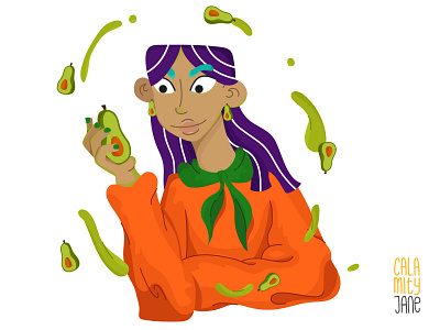 Avocado Land avocado character characterdesign chill design fruit girl green illustration life lineart ui uiux