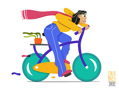 Bicycle Mood character characterdesign chill girl hurry illustration life lineart nature rush uiillustration