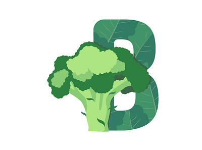 Broccoli alphabet broccoli green illustration letter