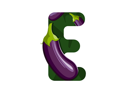 Eggplant alphabet illustration vegetable