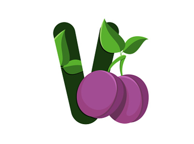 Victoria plum alphabet food fruit green illustration plum vector