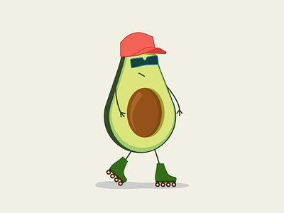 Cute Avocado avocado design flat fruit green illustration rollerblades vector