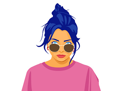 Portrait of a girl in sunglasses character girl illustration portrait portrait illustration vector