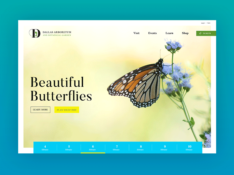 Arboretum comp clean homepage interaction landingpage park ui user experience design ux web website