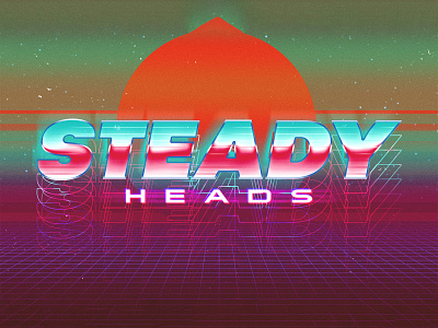 STEADY HEADS | Text Effect - Photoshop Template 3d 3d text 80s design download file logo mockup photoshop psd retrowave rtro synthwave template