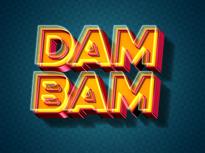 DAM BAM | Text Effect - Photoshop Template 3d 3d effect 3d text color dam bam design download file logo mockup photoshop pink psd template