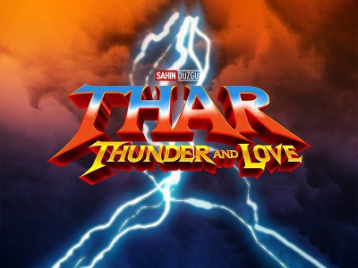 THOR: THUNDER AND LOVE | Text Effect - Photoshop Template 3d 3d text cinematic comic book movie design download file film logo marvel mcu mockup movie photoshop psd sci fi template thor