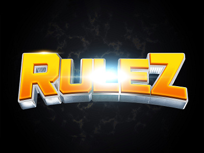 RULEZ | Text Effect - Photoshop Template 3d 3d text design download file logo metal mockup photoshop psd rulet template